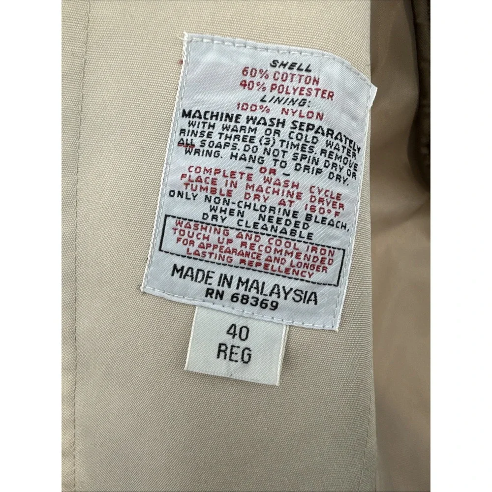 Vintage London Towne Men's Khaki Long Sleeve All-Weather‎ Trench Coat Size 40R